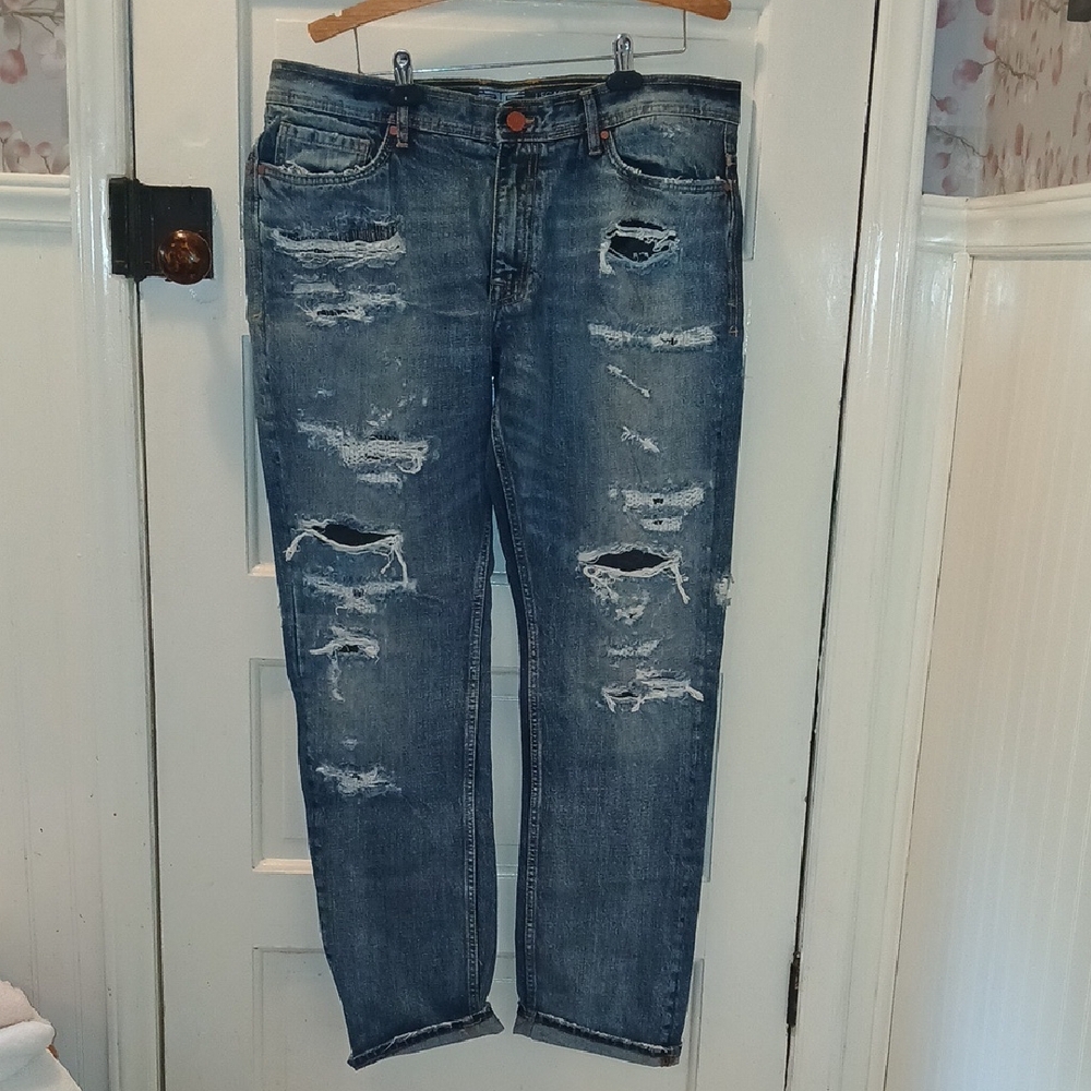 Jordan Craig Blue Distressed Relaxed Jeans 36 X 34